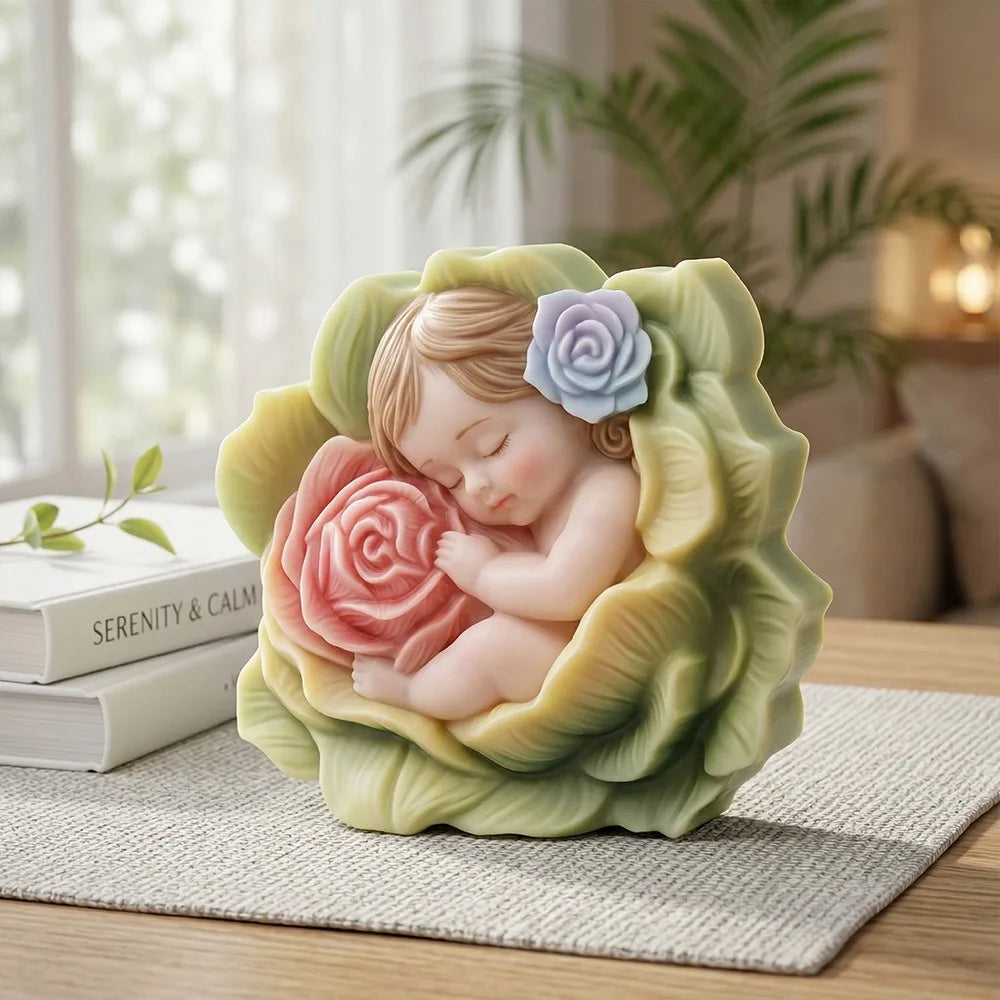 3D Sleeping Baby Rose Flower Silicone Candle Mold DIY Aromatherapy Gypsum Soap Resin Mould Handmade Craft Home Decor Oasis Select