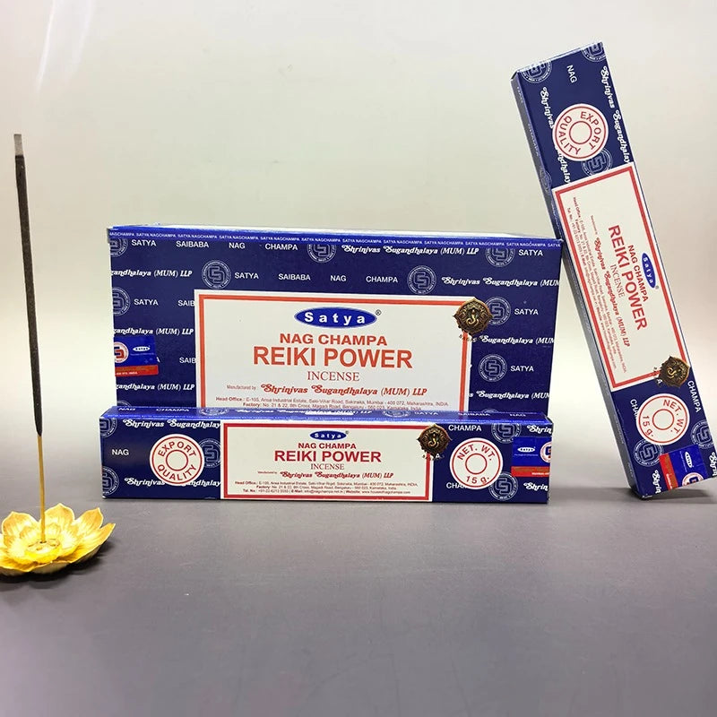 Reiki Power Incense Sticks India Satya Incenses Home Fragrance Sandalwood NAG Champa Flavors Household 6/12box Line Aromatherapy Oasis Select