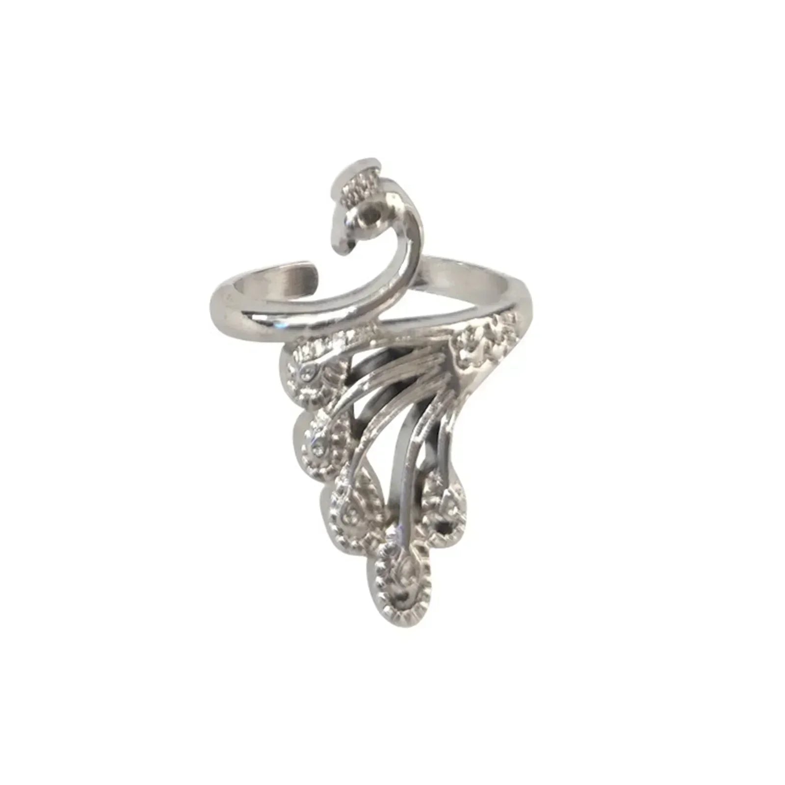1 Piece Metal Knitting Tools Handamde Peacock Finger Ring Blade Needle Braiding Crochet Yarn Guide Accessories Ring Wool Crafts Oasis Select Silver-3x2cm
