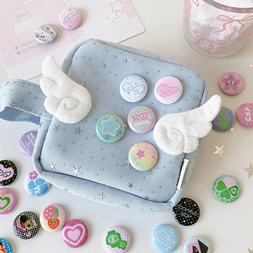 6Pcs/Set Kawaii Ins Style Mini Badge Pins Cute Printed Round Brooch for Backpack Clothing Hat DIY Decoration Stationery Gifts Oasis Select