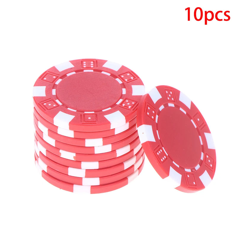 10 Pcs ABS Plastic Casino Texas Hold'em Metal Coins 11.5g Game Chip Set Accessories@#X Oasis Select Red