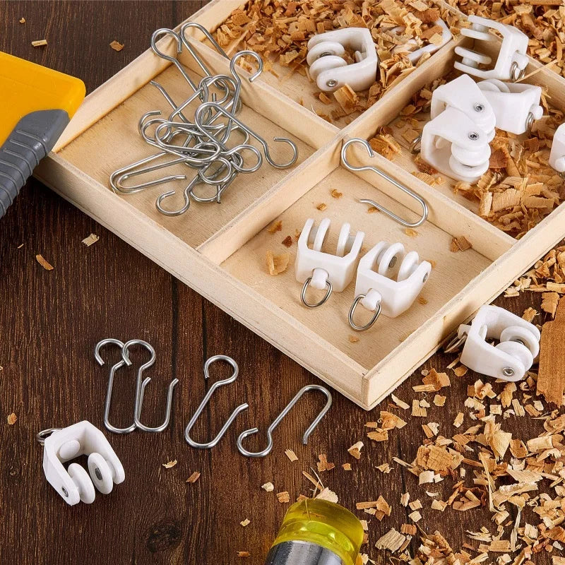50Pcs Metal Curtain Track Hooks S Shaped Small Curtain Hooks Plastic Gliders Track Rollers Ceiling Curtain Track Hooks Oasis Select