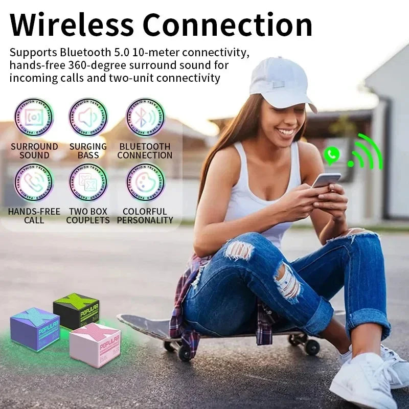 Mini Bluetooth Speaker Wireless Loudspeaker Crack LED SD Card USB Subwoofer Portable MP3 Music Sound Column for PC Mobile Phone Oasis Select