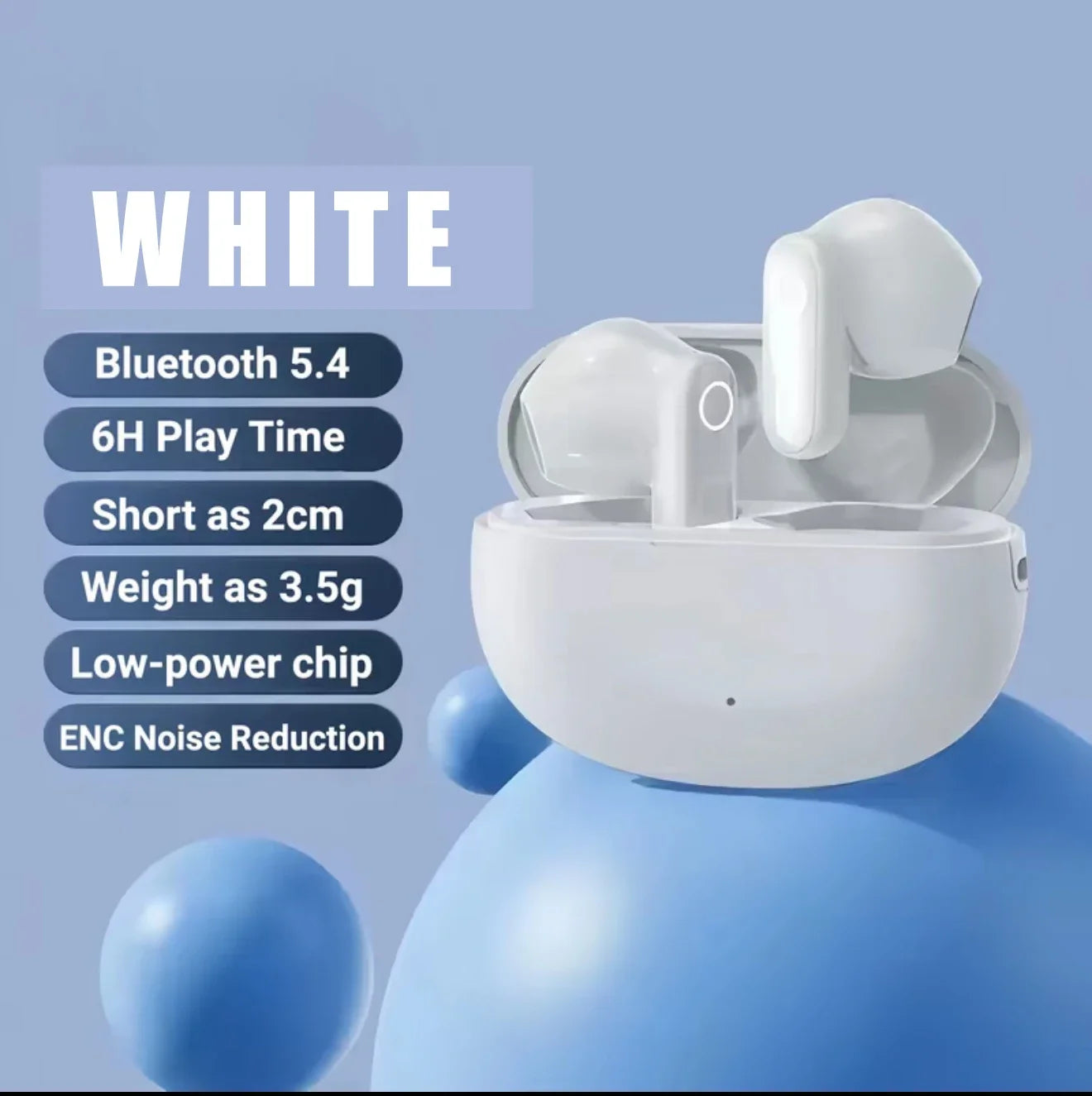 TWS Bluetooth wireless headset KY5 avoids improving the quality of headphones, games, music, earplugs and noise reduction Oasis Select white