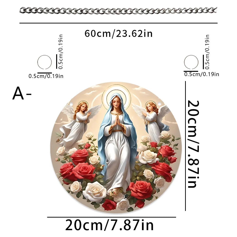 New Flower Cluster Angel Girl Warm Mother Daughter Acrylic Disc Hanging Pendant With Rope For Home Wind Chimes Decoration Oasis Select A