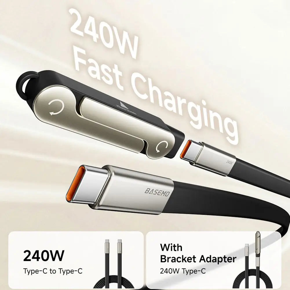 240W USB-C Fast Charging Cable with Phone Stand – 1.5m