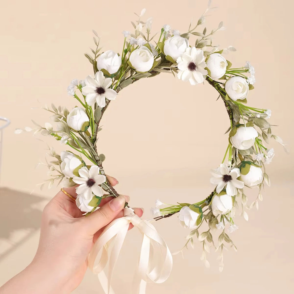 Forest Style Garland Bride Super Fairy Simulated Baby's Breath Flower Headdress Kidsren's Photo Hair Accessories Oasis Select