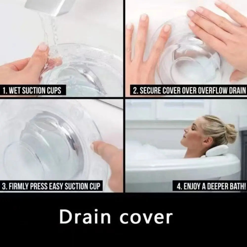 New Transparent PVC Bath Overflow Drain Cover Anti-overflow Water Stop Plug Add Extra Inches Water Drainage Cap Tub Warmer Oasis Select