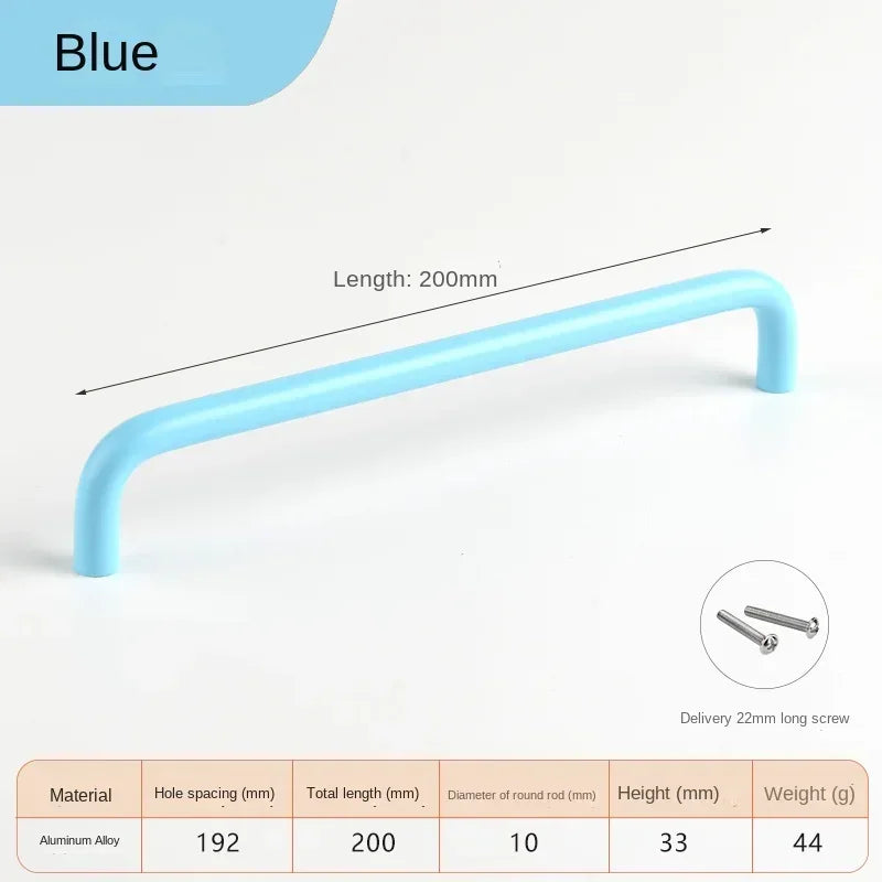 Colorful Kitchen Cabinet Handles 128mm Knobs and Handles for Drawer Cupboard Children's Room Closet Pull Furniture Handle Oasis Select Blue 192mm 1pc
