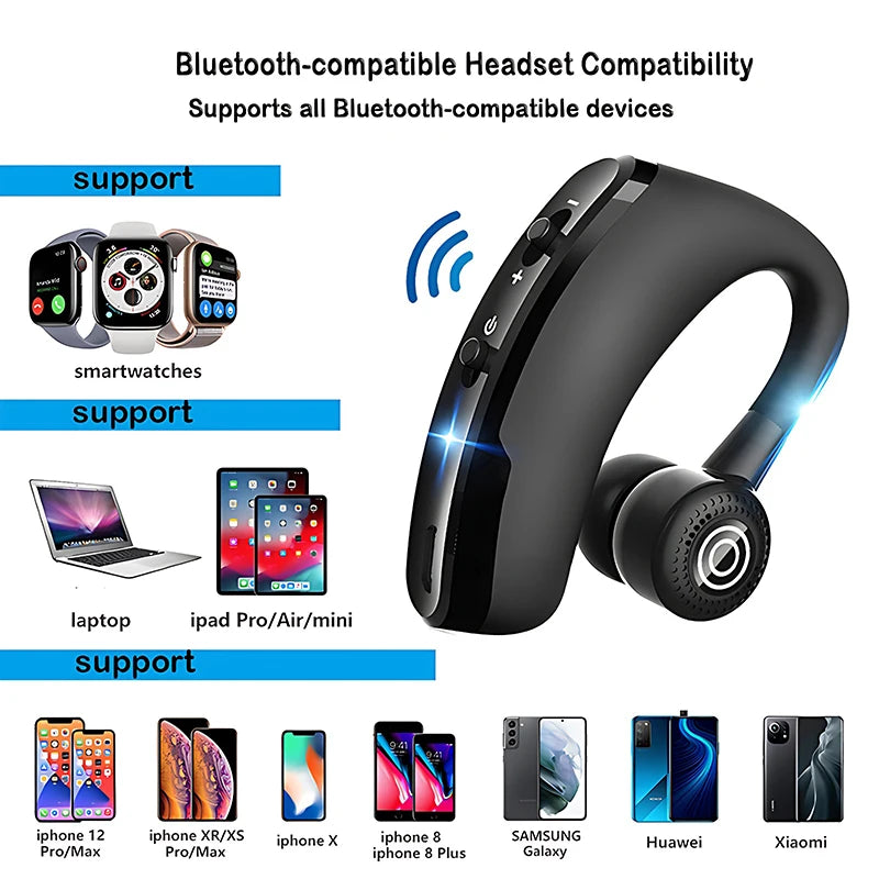 NEW V9 Bluetooth Earphone Long Standby Business Headphone HD Call Bluetooth Wireless Earbuds With MIC For iphone samsung Huawei Oasis Select