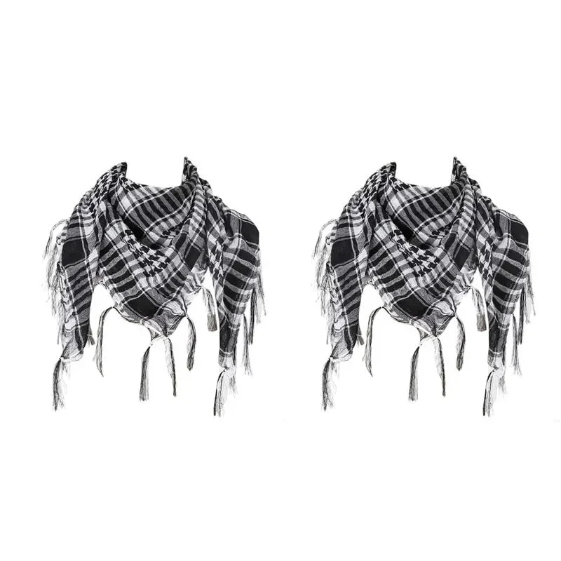 1/2/3Pcs Keffiyeh Tactical Desert Scarf Wrap Shemagh Head Neck Arab Scarf Keffiyeh Scarf Wrap For Men And Women Oasis Select 2pcs-White