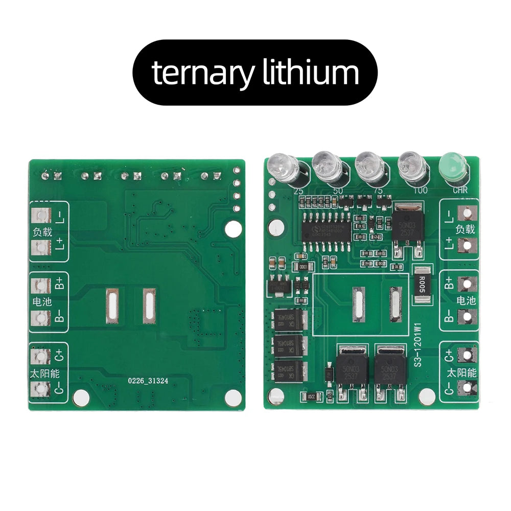 Solar Charge Module 12V 12A Max Intelligent Charging for 12.6V Lithium 14.4V LiFePO4 Battery Multi-Protection LED Indicator Oasis Select Ternary lithium