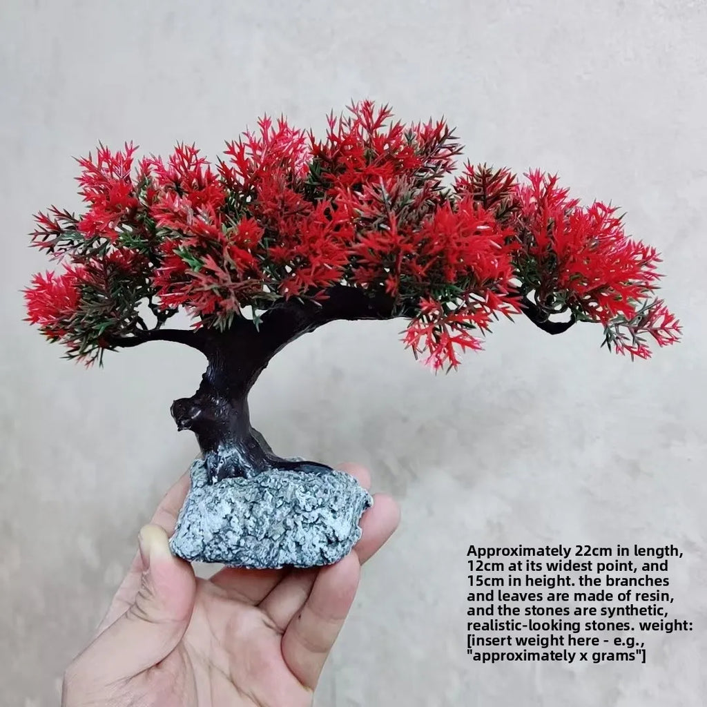 Red Leaf Cliff Cypress Welcome Pine Bonsai Aquarium Decoration Turtle Shrimp Hiding Cave Desktop Ornament Oasis Select C 22CM X 12CM X 15CM