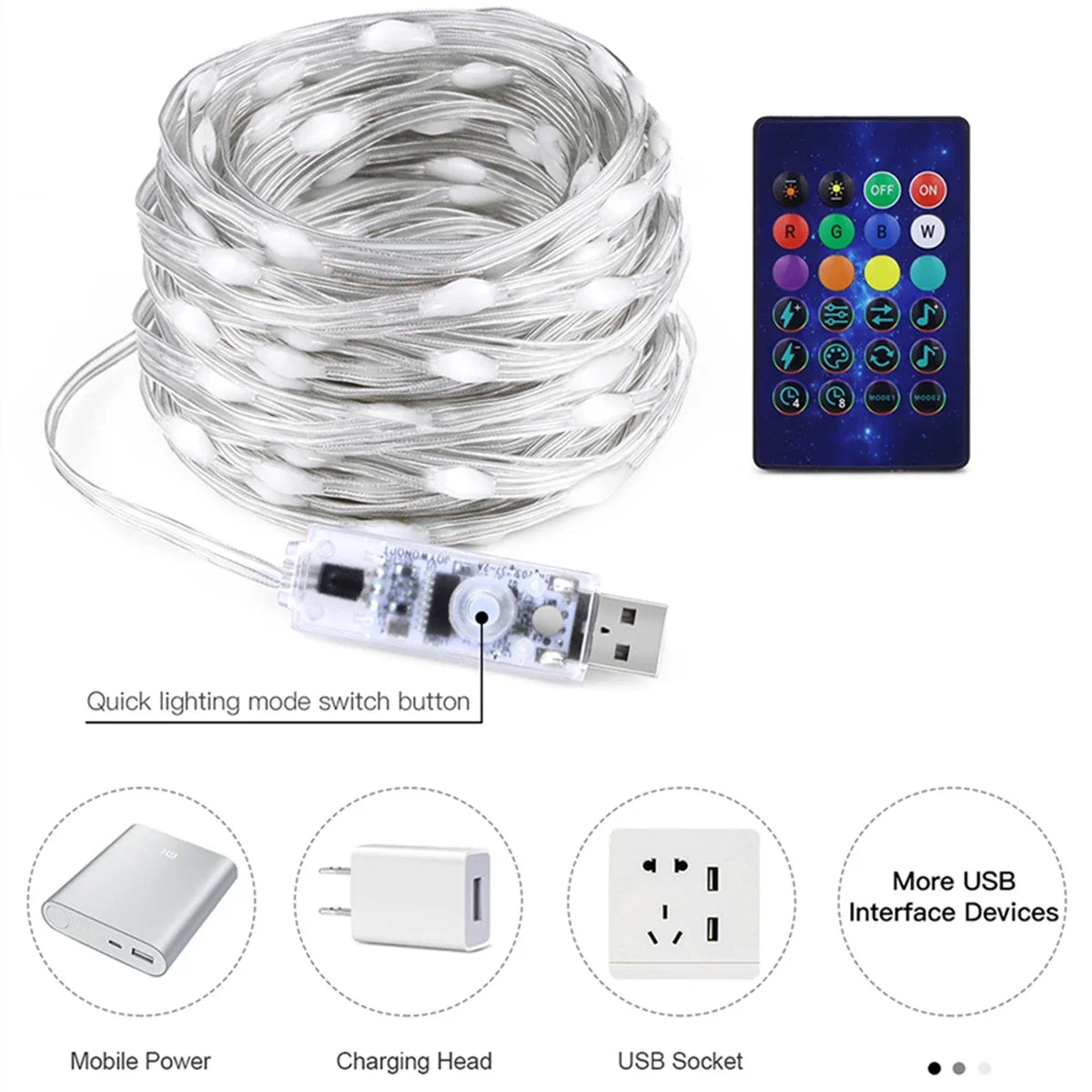 Dreamcolor WS2812B RGBIC Bluetooth APP Control LED String Lights DIY USB Lamp Fairy Garland for Party Festival Tree Wedding Deco Oasis Select