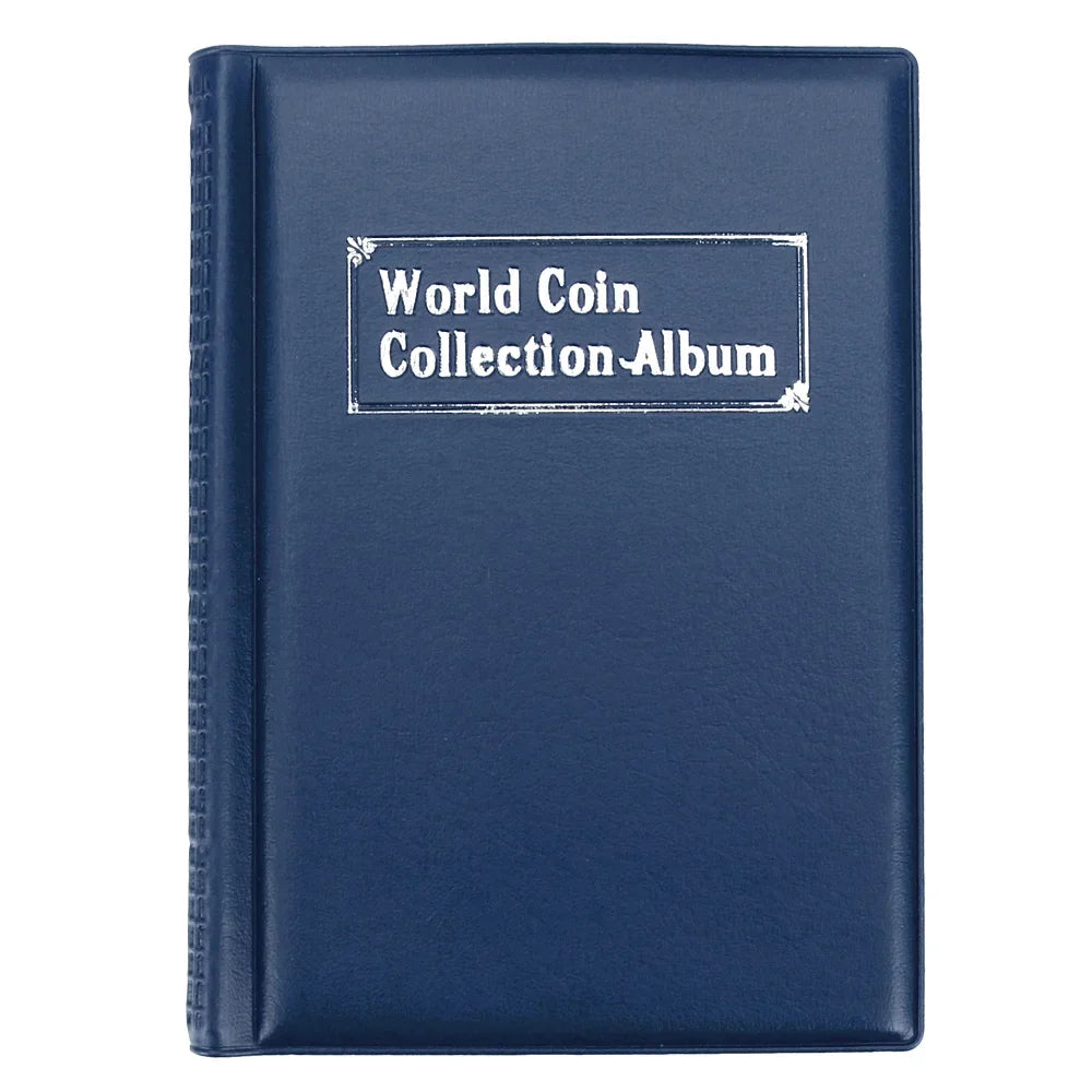 HWZXYXGS 120/60 Pockets Artificial PU Leather Coins Collection Album Book Collecting Money Organizer Storage Bags PVC Film Oasis Select Blue