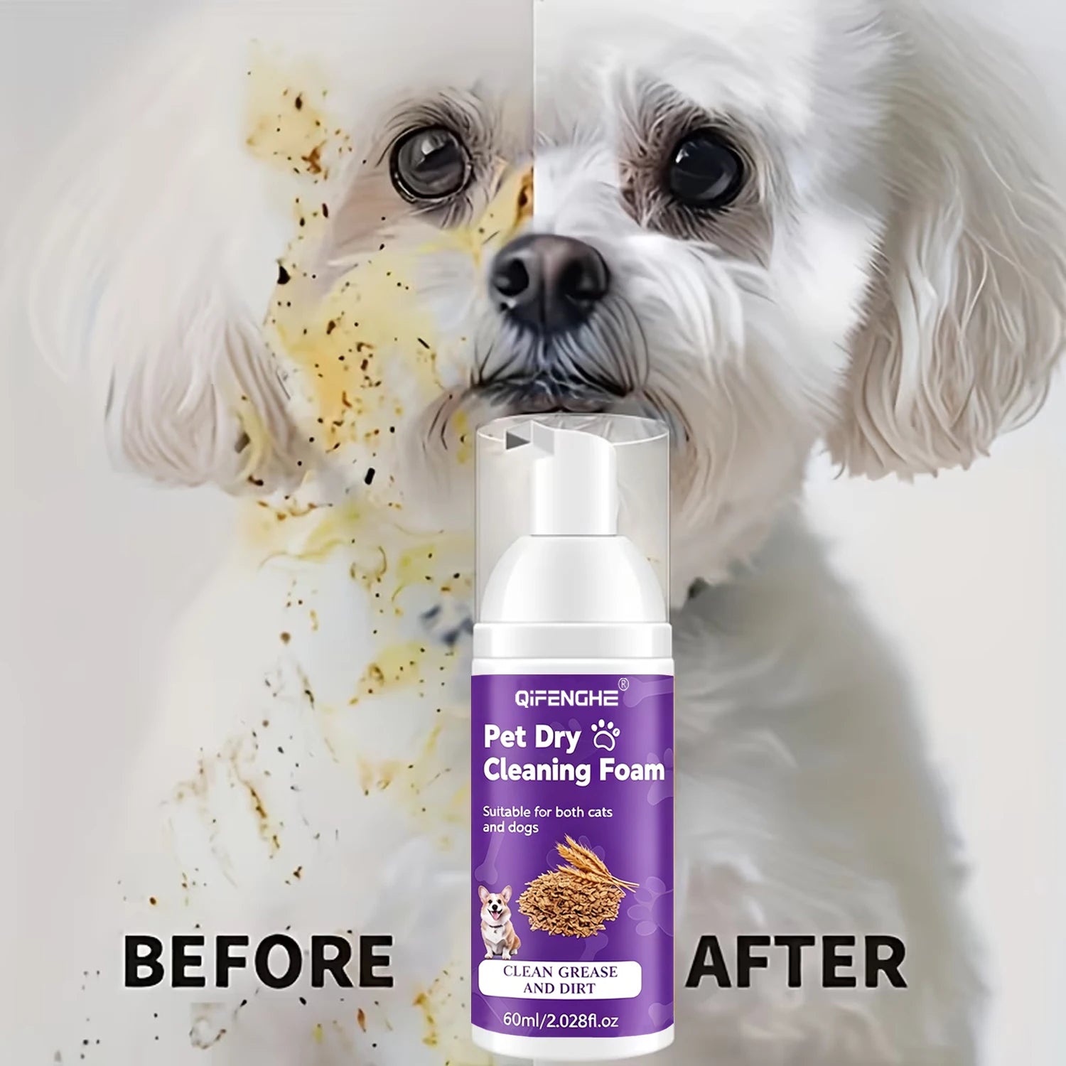 Waterless Dry Foam Shampoo for Dogs & Cats – No Rinse
