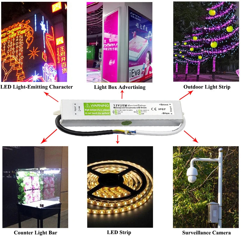 12V 24V Power Supply IP67 Waterproof AC 220V TO DC 12V 24V Switching Power Supplies 10W 15W 20W 24W 30W 36W 45W 50W Power Supply Oasis Select