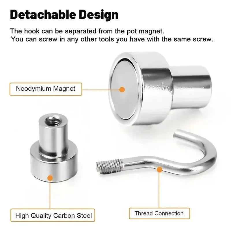 3/12/18Pcs Metal Strong Magnetic Hooks Wall-mounted Heavy Duty Magnet Hook Key Coat Hanging Hanger Home Kitchen Bathroom Storage Oasis Select