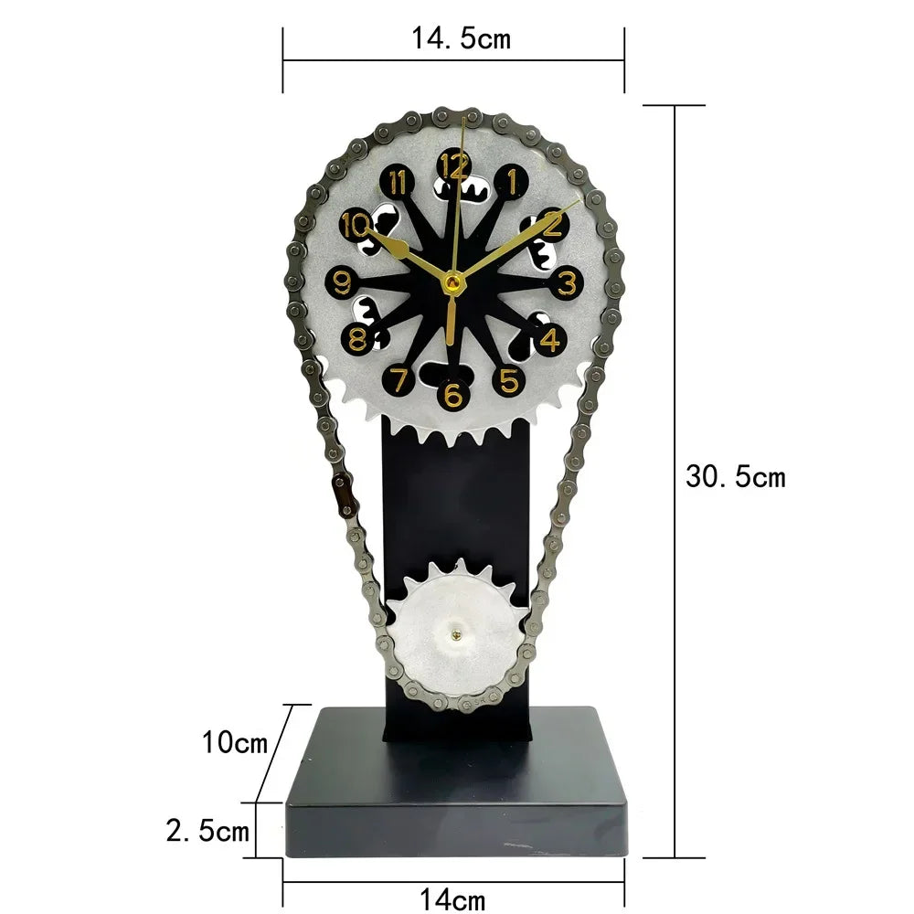 Creative Mechanical Rotation Gear Chain Clock Desktop Decoration Home Fashion Decoration Light Luxury Clock Retro Clock Oasis Select Black