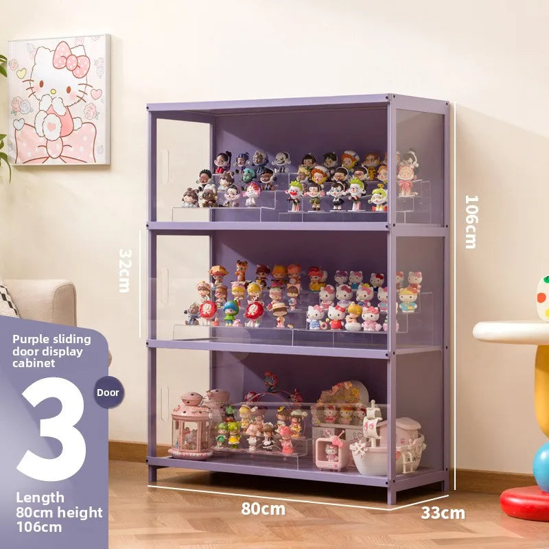 Figure display cabinet Transparent pain cabinet Suitable for Lego model building block Toy doll bag blind box storage rack Oasis Select 80 long three doors