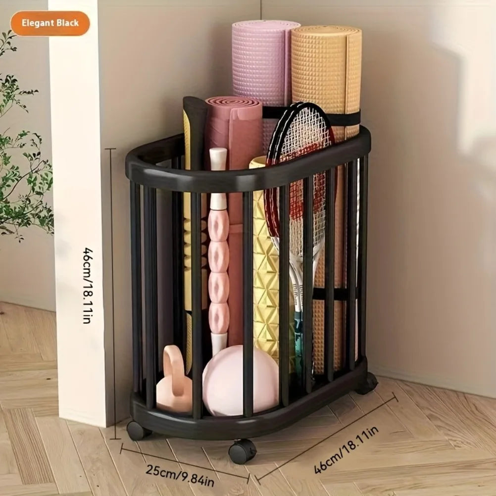 Multi Functional with Wheels Storage Shelf Yoga Mat Exercise Equipment Organizer PP Material Storage Rack Kitchen Organizers Oasis Select