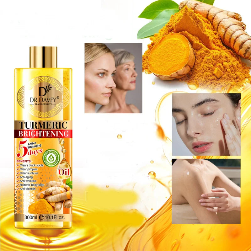 DR.DAVEY 300ml Turmeric Body Oil – Moisturizer for Face & Body