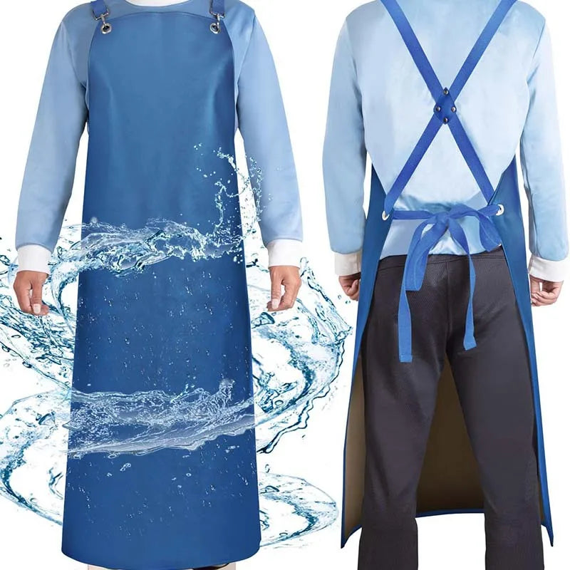 Beef Tendon Oil-proof Waterproof Heavy-duty Butcher Apron Kitchen Apron Vest Labor Insurance Aquatic Work Clothes Unisex Oasis Select Blue