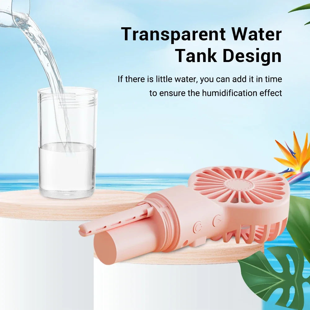 Portable Misting Fan 4-Speed USB-C Rechargeable – 800mAh
