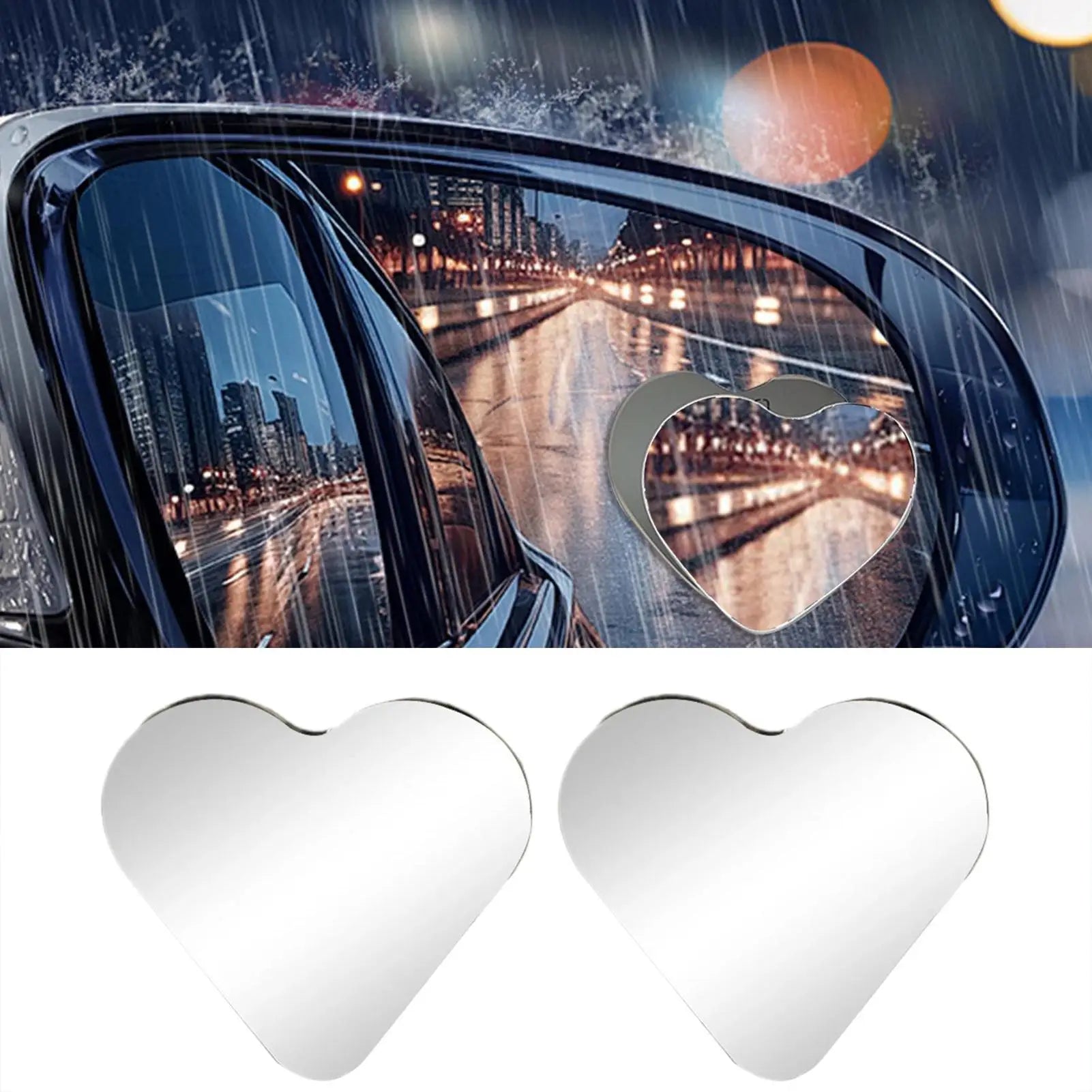 Blind Spot Mirrors 2 Pieces Heart Shaped Rearview Convex Mirror Removable Adjustable Safety Assist Glass Wide Angle Auto Parts Oasis Select