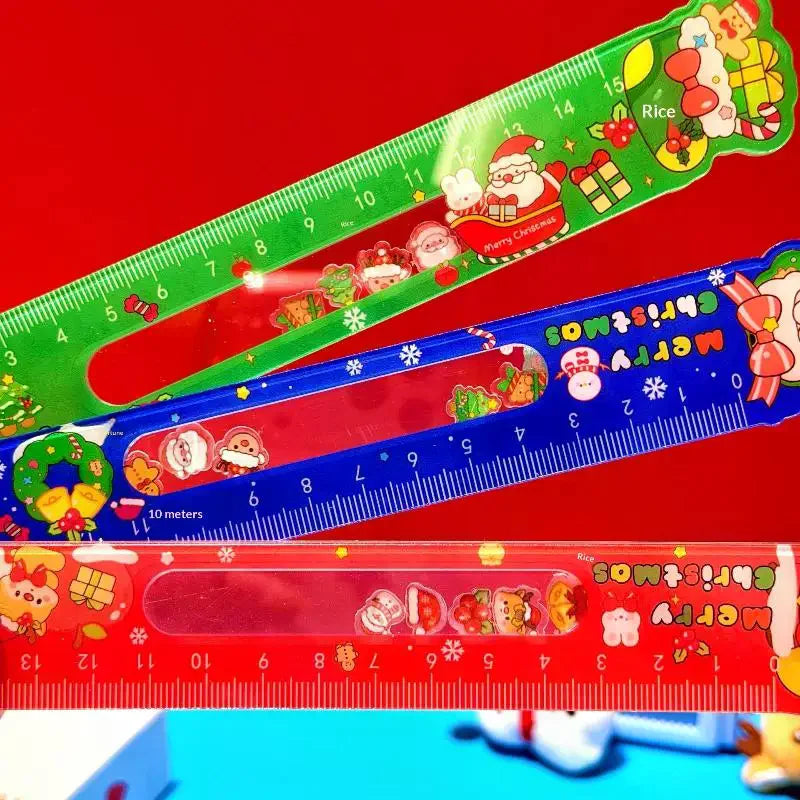 Cartoon Santa Claus Snowman Christmas Ruler Creative Drawing Painting Tool Reward Stationery Student Gift School Supplies Oasis Select