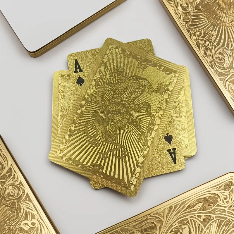 1 Set Matte Golden Dragon PVC Playing Cards - Durable Hardened Deck for Valentine'S Day, New Year Celebrations Oasis Select