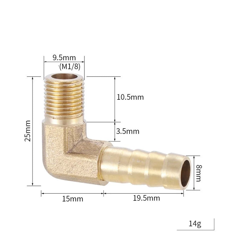 Brass Hose Fitting 4mm-19mm Barb Tail 1/8" 1/4" 1/2" 3/8" BSP Female Thread Copper Connector Joint Coupler Adapter Oasis Select 1cent male 8M