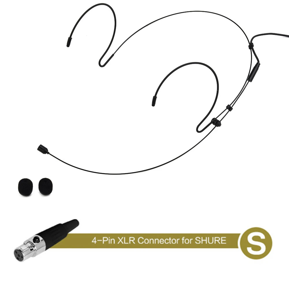 1PCS Double Earhook Headset Mic Headworn Microphone For Shure Wireless Earhook Microphone Black Audio Equipment Radio System Oasis Select S(For Shure)