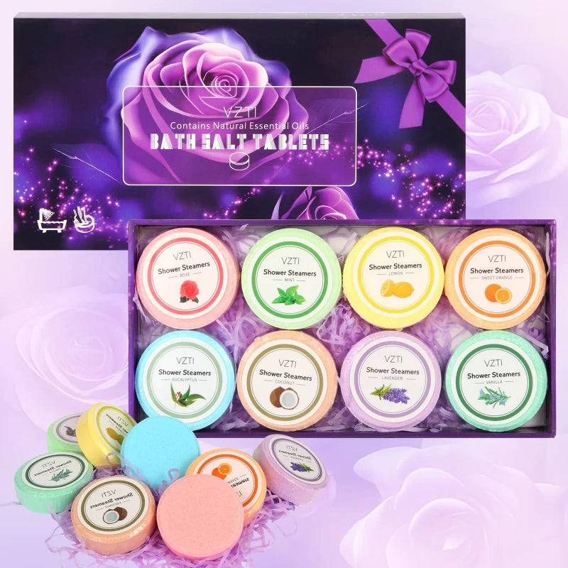 Aromatherapy Bath Salt Tablets 8-Pack – Essential Oil Gift Set