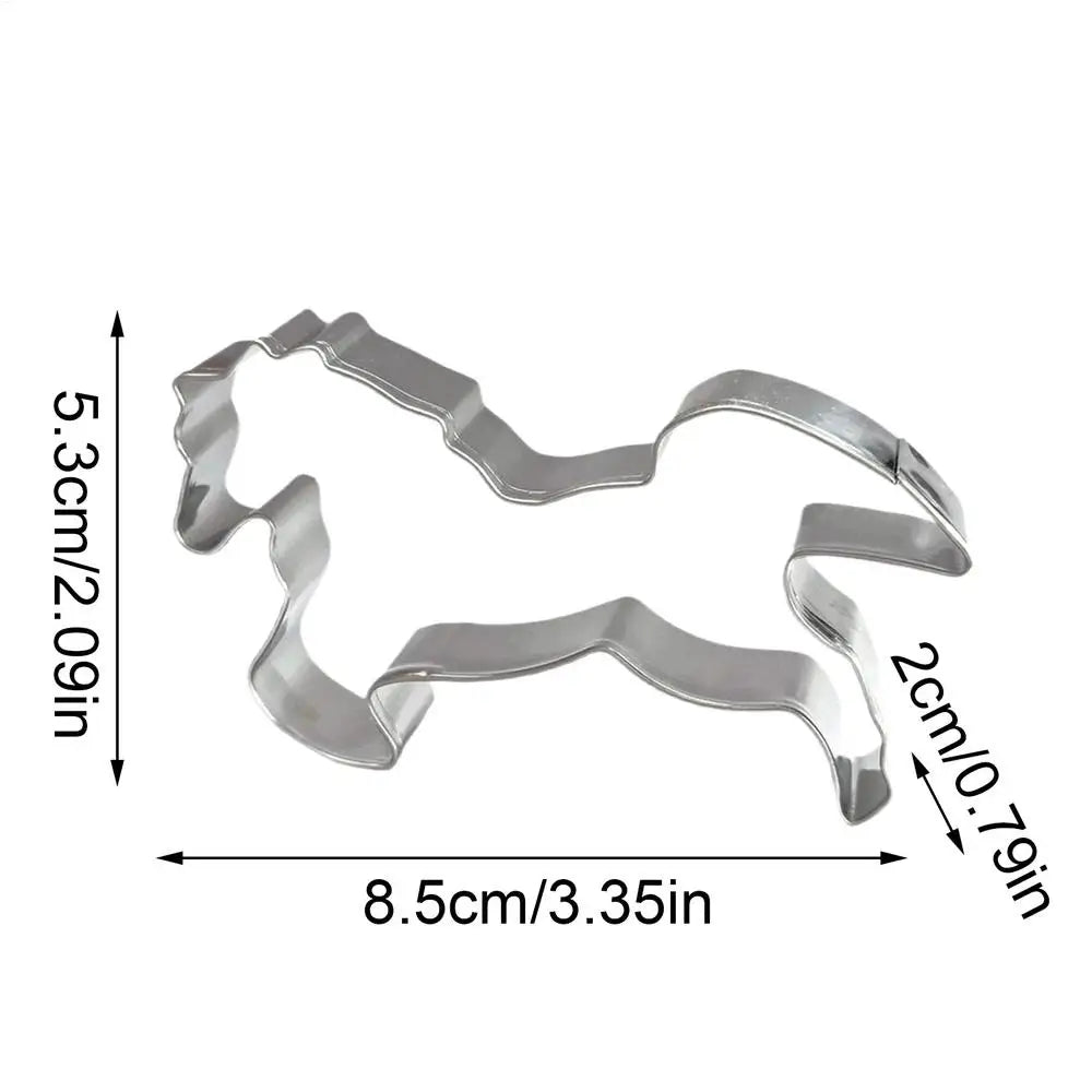 Horse Cookie Cutter Stamp Stainless Steel Baking Accessories Pressable Cookie Mold for Fondant Bakers Parents Home Party Oasis Select Silver