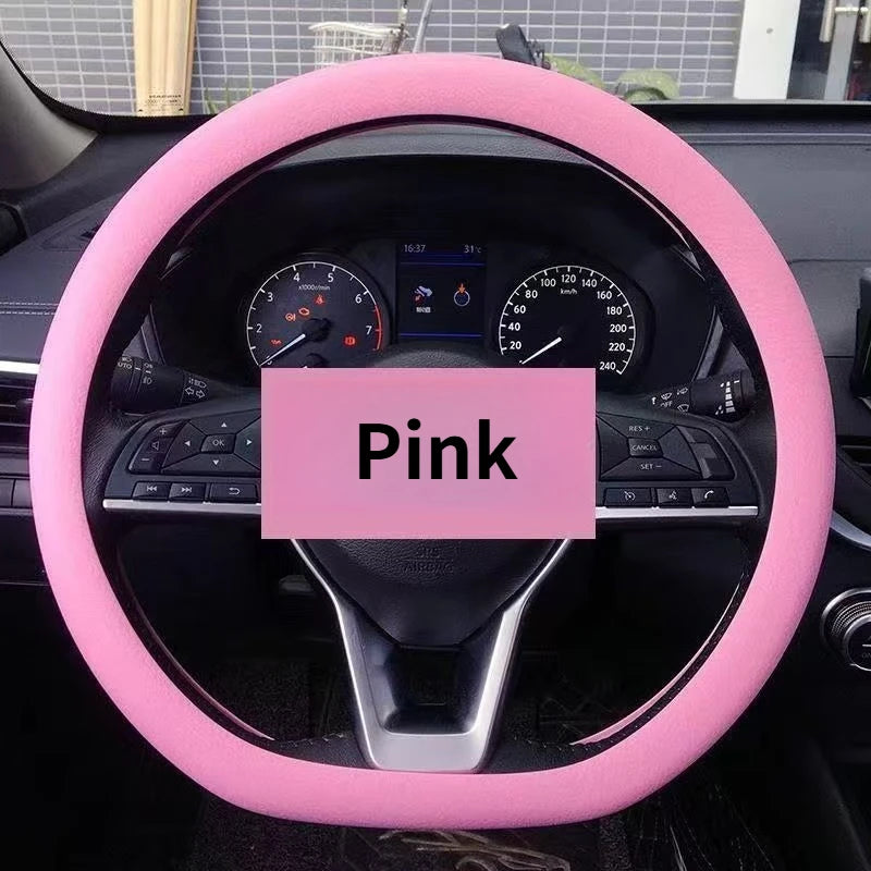 General Motors steering wheel cover -Silicone/ artificial leather wrapped cover, suitable for round and D-shaped steering wheels Oasis Select Pink