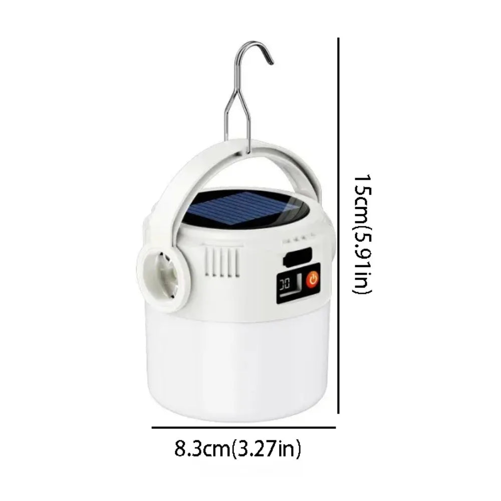Solar LED Camping Light – IP55 Waterproof, USB Rechargeable