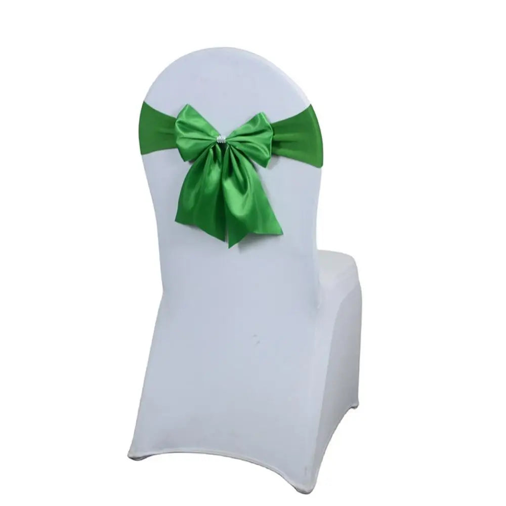 Wedding Decoration Spandex Chair Sashes Ready Made Bow Tie No Need To Tie Stretch Bands BIrthday Party Holiday Hotel Festival Oasis Select Green