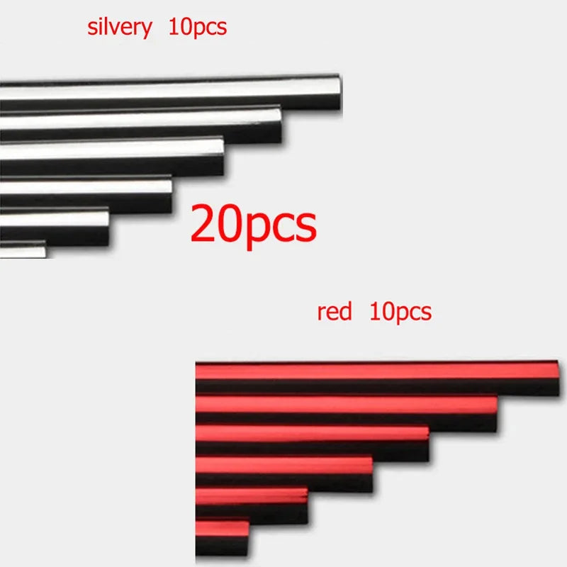 10/20PCS 20cm Car Air Conditioner Outlet Decorative U Shape Moulding Trim Decor Strips Car Door Edge Corner Protector Oasis Select 10Silver-10Red