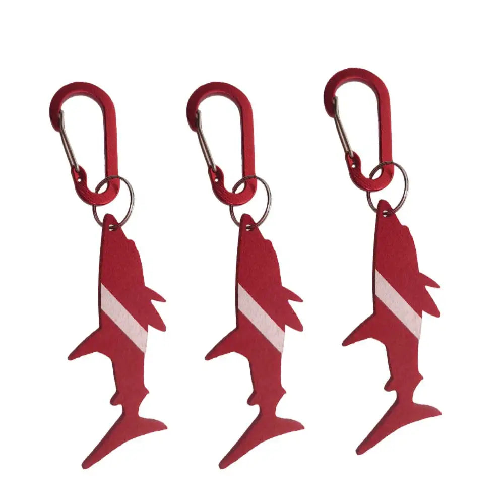 3pcs Recycled Dive Bag Keyring with Aluminum Alloy Snap Hook Diving Backpack Suitcase Shark Heart Key Ring Scuba Diver Gift Oasis Select 3pcs shark