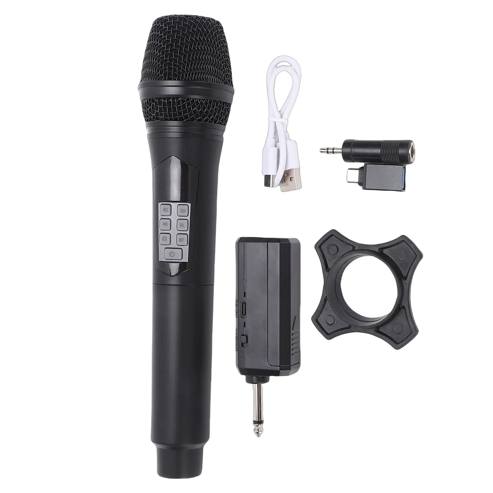 Wireless Handheld Microphone Bluetooth 2.4G Noise Reduction Portable Dynamic Mic with Sound Effects and Voice Changer Oasis Select black