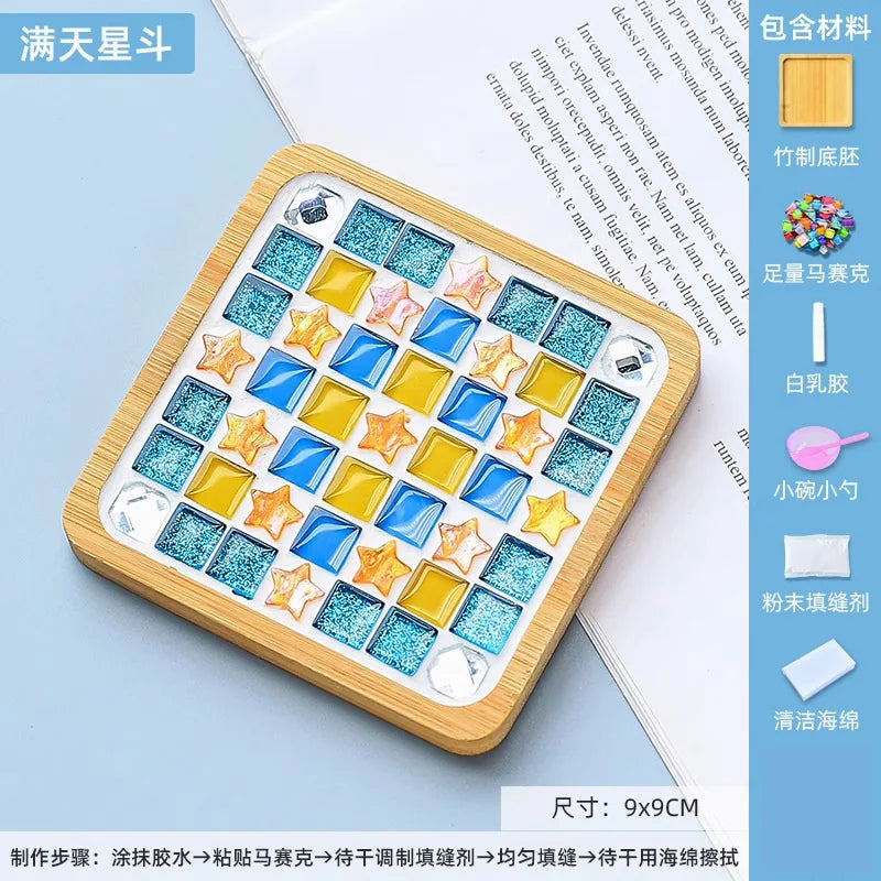 Mosaic Coasters DIY Creative Children's Handmade Material Pack Event New Year's Easter Handmade Diy Gifts Oasis Select Square D 9 9cm