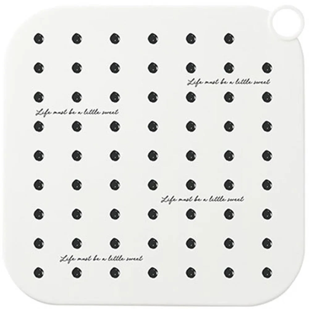 Silicone Hair Catcher Shower Drain Covers Square Shape Easy to Clean Square Bathtub Hair Stopper Washable Soft Oasis Select White