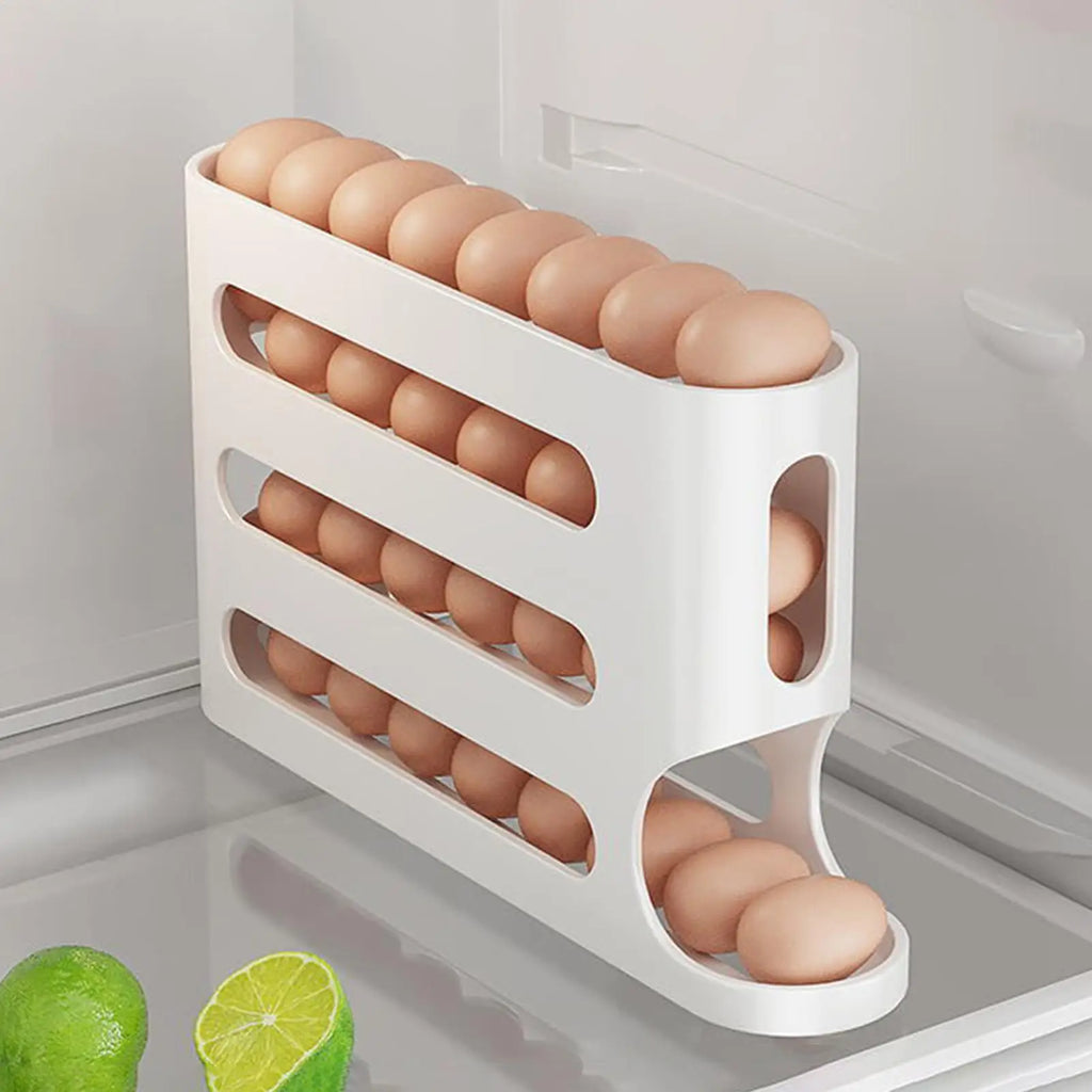 Automatic Egg Rolling Dispenser 4-Tier Large Capacity Tilted Egg Storage Rack Space-Saving Storage Boxes Egg Organizer Tray for Oasis Select