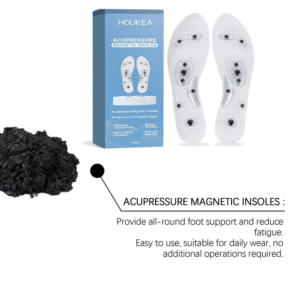 HOUKEA Acupressure Magnetic Insoles – Foot Pain & Fatigue Relief Acupressure Shoe Insoles Oasis Select