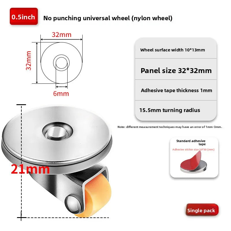 4PCS Car Swivel Casters 360 Degrees Heavy Duty Wheel Caster 0.5 Inch Wear Resistant Mute Heavy Trolley Wheels Red Swivel Castor Oasis Select 4pcs B