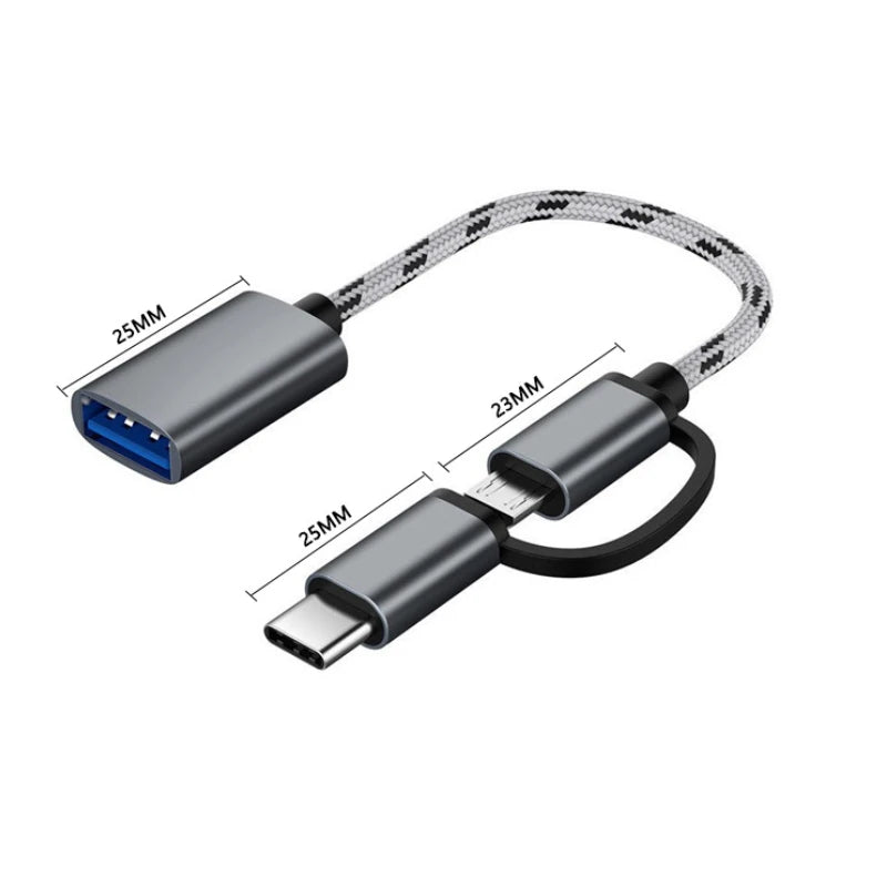 （Color random ）2in1 USB 3.0 OTG Adapter Cable Fast Transfer Braided Cord For Samsung MateBook U Disk Tablet PC Card Reader Oasis Select