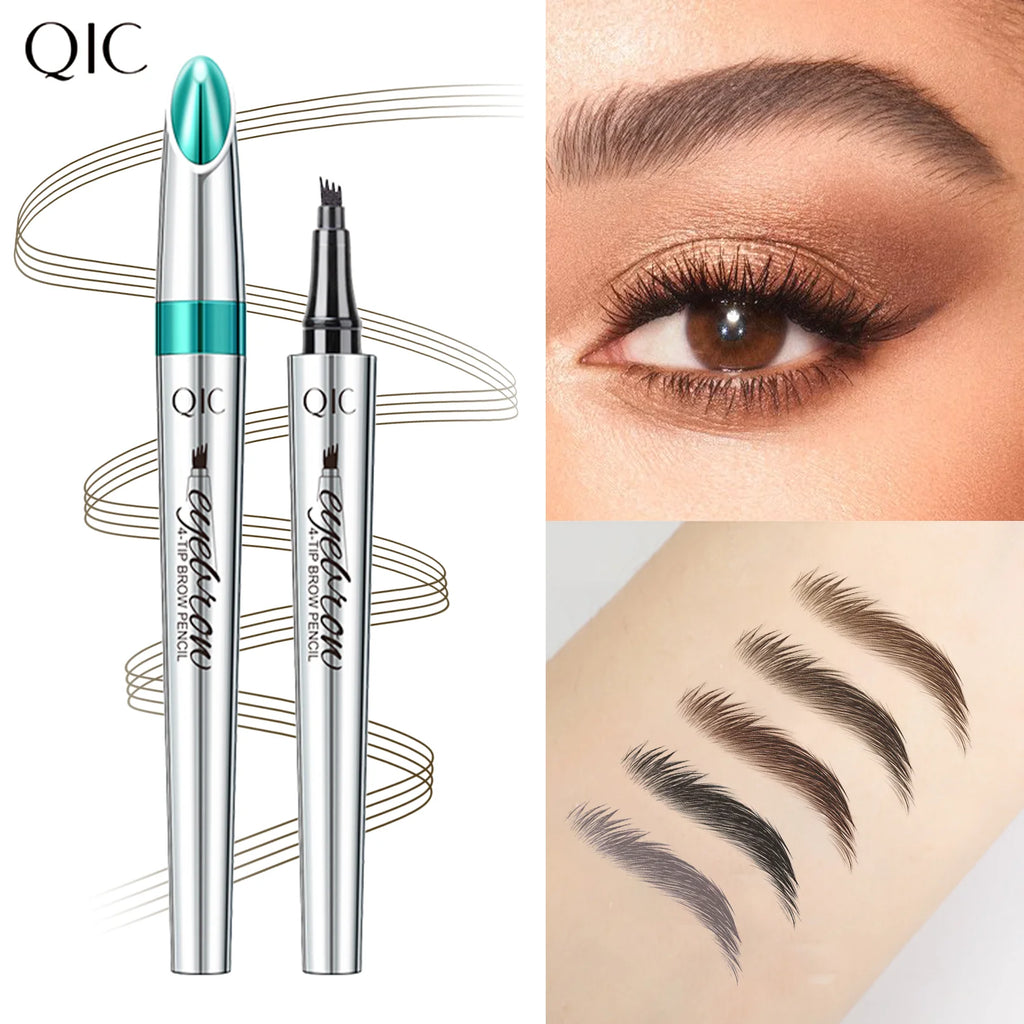 QIC 4-Tip Waterproof Eyebrow Pencil – Long-Lasting Brow Definer