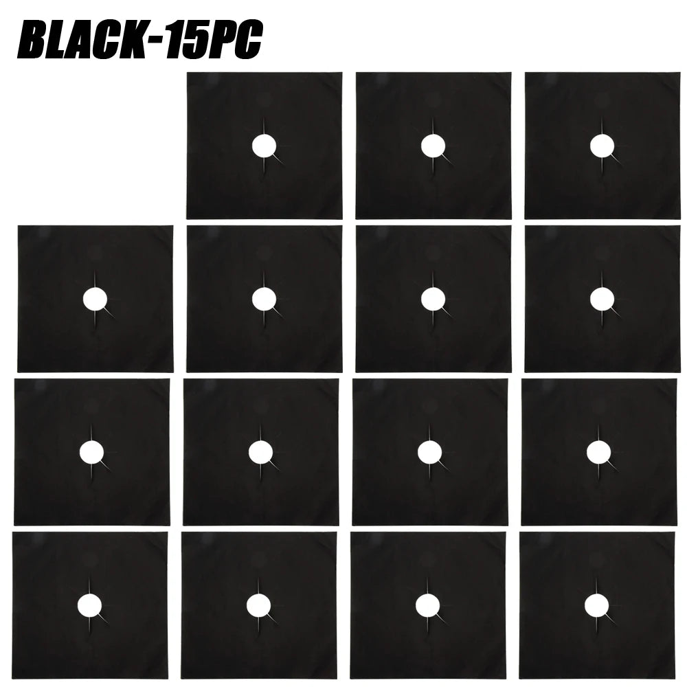 5/15PCS Dirt-resistant Heat Resistant Non-stick Protective Gas Stove Pad Non-stick Reusable Scratch Protector Pads Oasis Select Black-15PCS