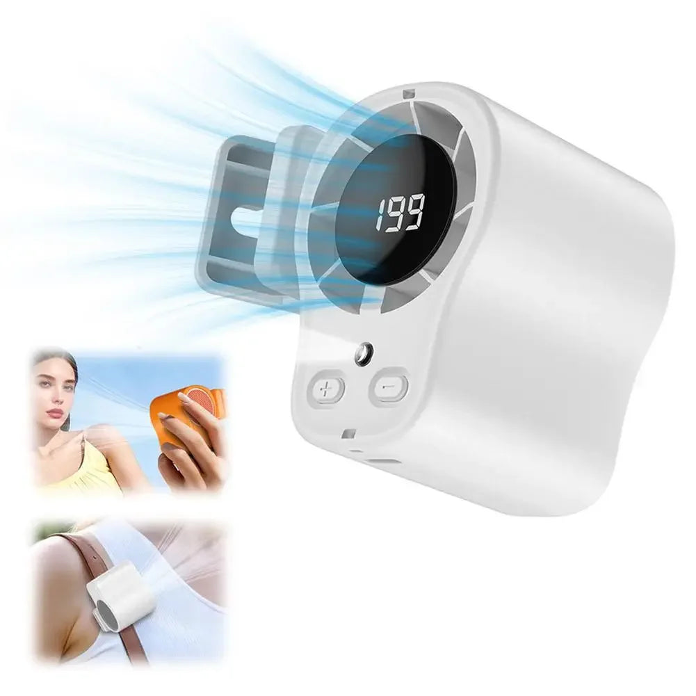 Clip on Semiconductor Cooling Car Fan USB Rechargeable Portable Desk Fan LED Display 360 Rotation Quiet Long Battery for Camping Oasis Select White